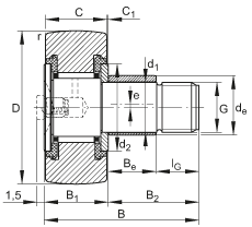 Опорные ролики с&nbsp;цапфой KRE19-PP, INA