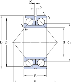 Радиально-упорные шарикоподшипники 305283 DA, SKF