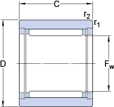 Игольчатые роликоподшипники NK 10/12 TN, SKF