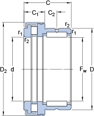Игольчатые роликоподшипники NKXR 25 Z, SKF