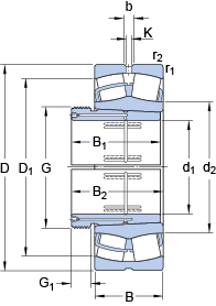 Сферические роликоподшипники 23252 CCK/W33 + AOH 2352 G, SKF