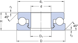 Полимерные шарикоподшипники 51109 V/HR22Q2, SKF
