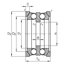 Упорные шарикоподшипники 54322-MP + U322, FAG