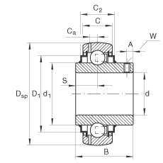 Закрепляемые подшипники GYE60-KRR-B, INA